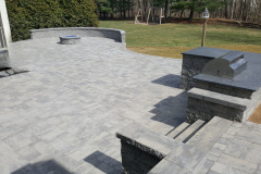 Paver Patio with Stone Wall & Firepit