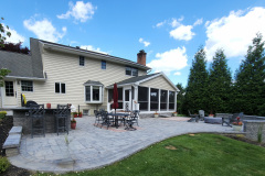 Paver Patio with Stone Wall & Firepit