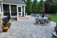 Paver Patio with Stone Wall