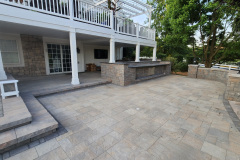 Paver Patio with Stone Wall