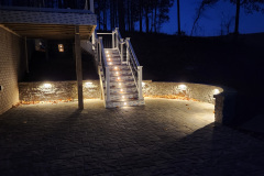 Backyard Patio and Retaining Wall with Outdoor Lighting