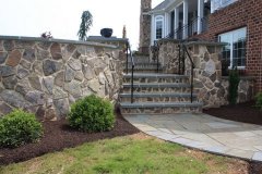 Walkway leading to stairs & retaining wall